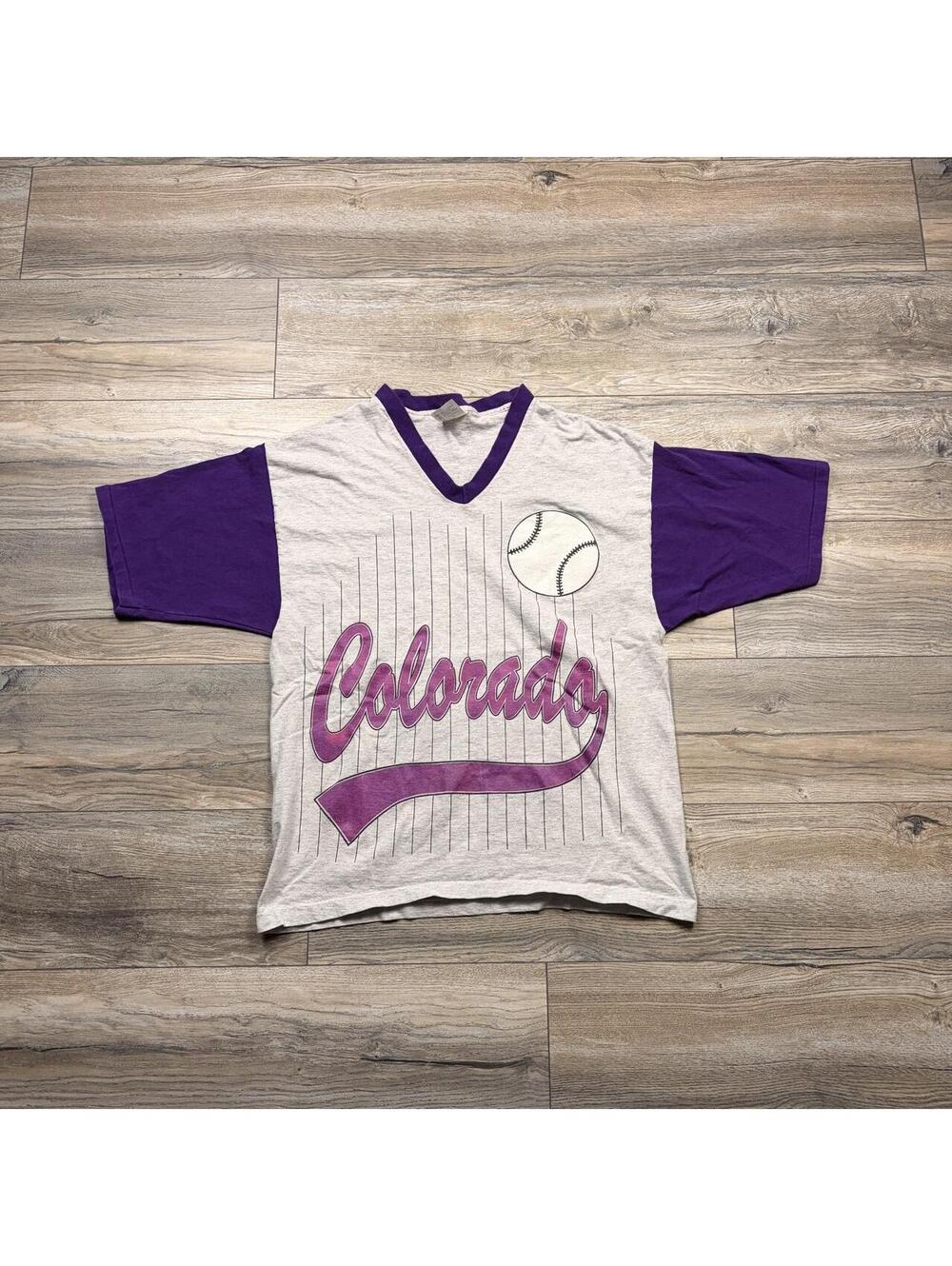 Rockies Men's Purple and Multi Tshirt
